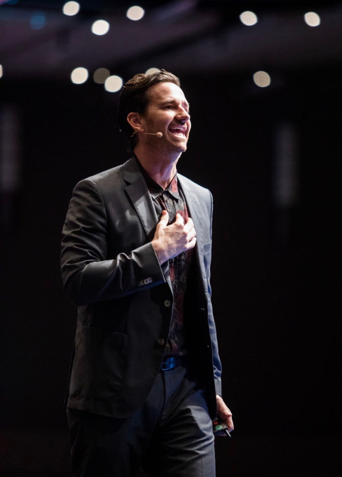 Ben Ward speaking in front of the crowd